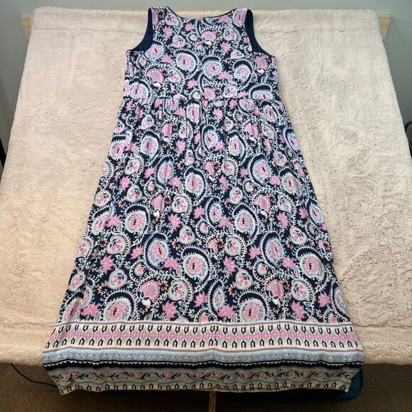 Talbots Womens Dress 14W Paisley Floral Maxi Dress Sleeveless Beach Boho Vneck - Picture 11 of 11